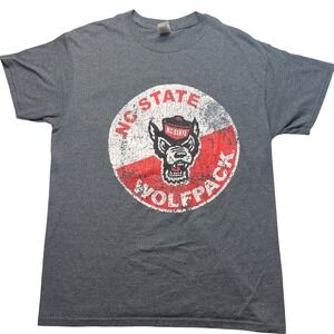 NC State Wolfpack T Shirt Mens Medium Gray Gildan Heavy Cotton Tuffy Graphic Tee